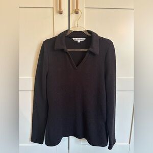 Walter Baker Hudson long sleeve Ribbed Knit Sweater Top in Black Size Large